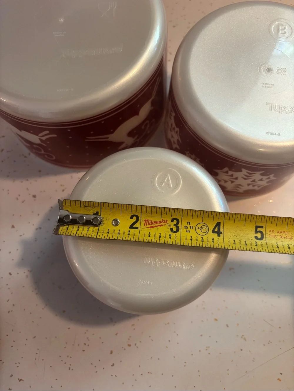 Tupperware Christmas Holiday Stacking Canisters Set of 3 Red Vintage Style